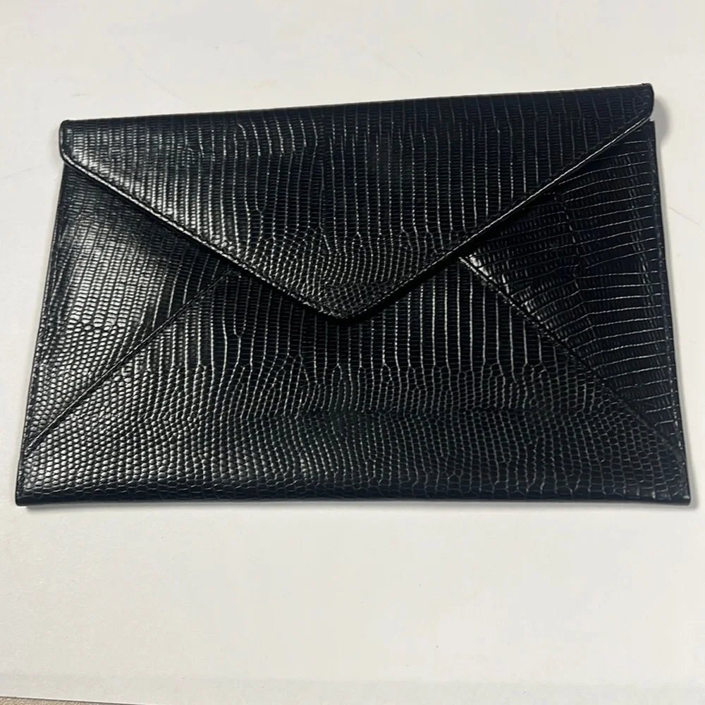 Saks Fifth Avenue Lizard-Embossed Leather Pochette Clutch